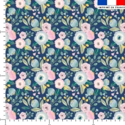 Bouquet de fleur pastel - Fond bleu foncé