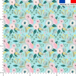 Bouquet de fleur pastel - Fond bleu clair