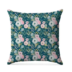 Bouquet de fleur pastel - Fond bleu canard