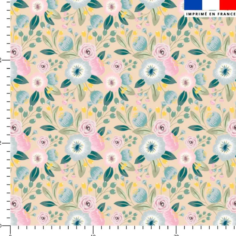Bouquet de fleur pastel - Fond crème