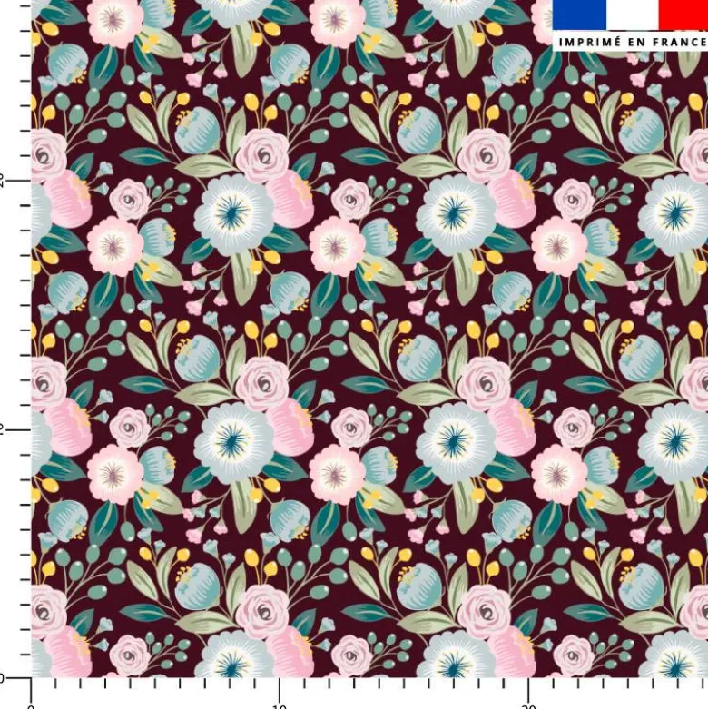Bouquet de fleur pastel - Fond lie de vin