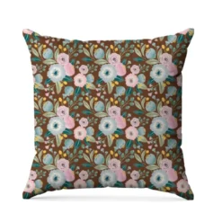 Bouquet de fleur pastel - Fond marron