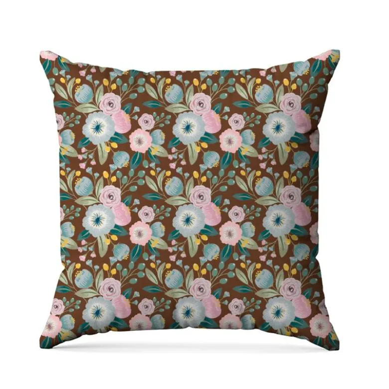 Bouquet de fleur pastel - Fond marron