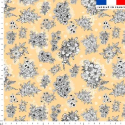 Bouquet de fleurs blanches et noires - Fond abricot