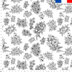 Bouquet de fleurs blanches et noires - Fond blanc