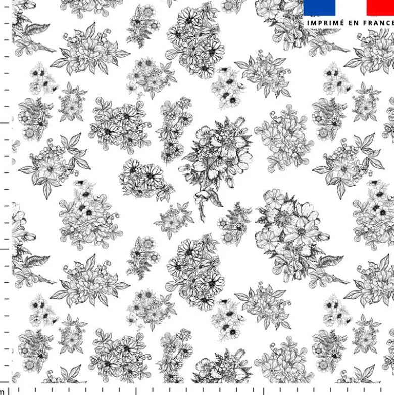 Bouquet de fleurs blanches et noires - Fond blanc