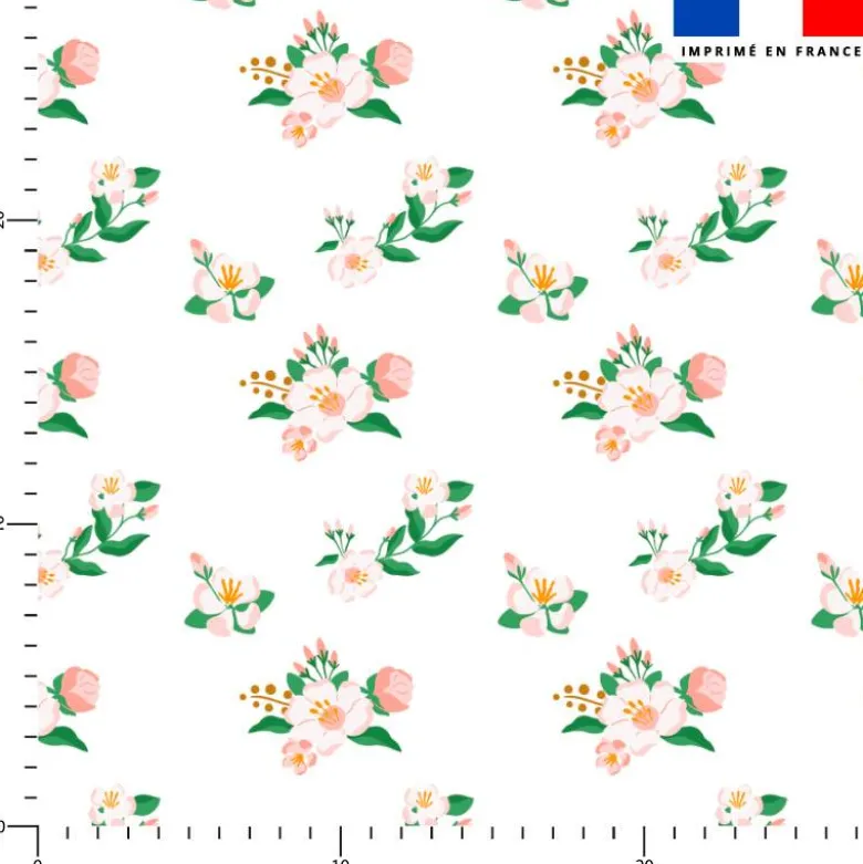 Bouquet de fleurs roses et blanches - Fond blanc