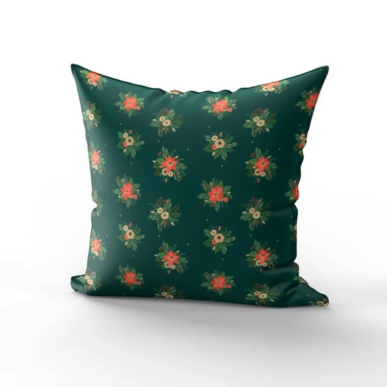 Bouquets de fleurs de Noël - Fond vert foncé