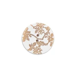 Bouton fleurs 28mm blanc et beige