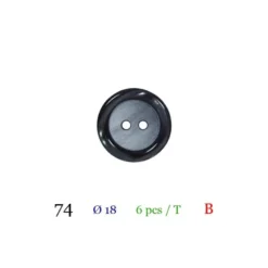 Boutons x6 nacré gris rond 4 trous 18mm