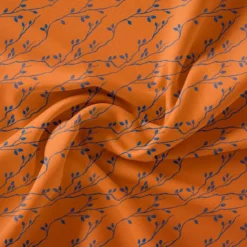 Branches d'églantier bleues - Fond orange - Création Cat&Colours