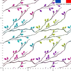 Branches d'églantier multicolores - Fond blanc - Création Cat&Colours