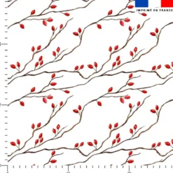 Branches d'églantier rouges - Fond blanc - Création Cat&Colours