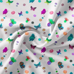 Bulles et papillons - Fond blanc - Création Cat&Colours