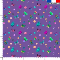 Bulles et papillons - Fond violet- Création Cat&Colours