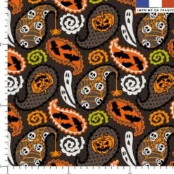 Cachemire d'halloween - Fond marron - Création Andréa Leonelli