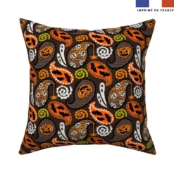 Cachemire d'halloween - Fond marron - Création Andréa Leonelli