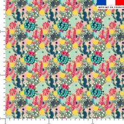 Cactus multicolores - Fond vert sauge