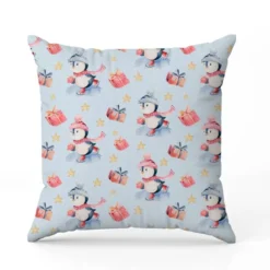 Cadeaux et pingouin de Noel - Fond bleu ciel