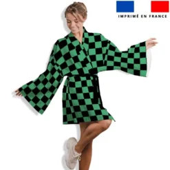 Carreaux verts et noirs - Fond vert