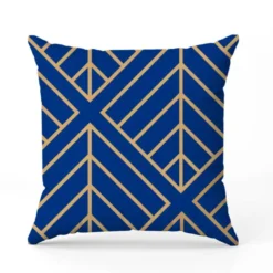 Carré géométrique art déco or - Fond bleu roi