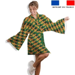 Carré géométrique jaune et vert - Fond jaune