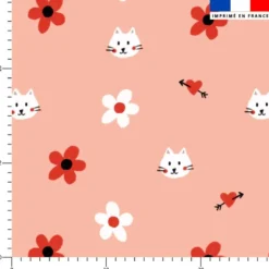 Cat and love - Fond rose saumon - Création Pauline Recht
