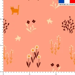 Champs de fleurs - Fond saumon - Création Pauline Recht
