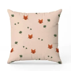 Chat et feuille - Fond chair - Création Pauline Recht