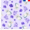 Chat et rose aquarelle violette - Fond violet pastel