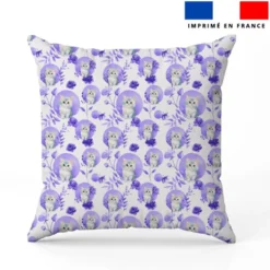 Chat fleurs et arrondis aquarelle - Fond blanc
