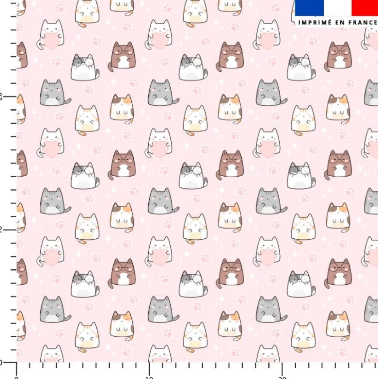 Chaton et patte pastel- Fond rose clair
