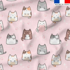 Chaton et patte pastel- Fond rose clair