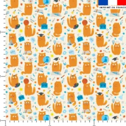 Chats à l'école - Fond beige