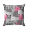 Chat souriant gris et rose - Fond blanc