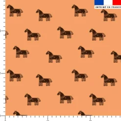 Cheval ethnique marron - Fond orange