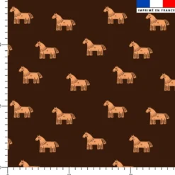 Cheval ethnique orange - Fond marron