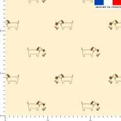 Chien et fleur - Fond crème - Création Pauline Recht