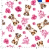 Chien et rose aquarelle rose fuchsia - Fond blanc