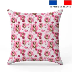 Chien fleurs et arrondis aquarelle - Fond blanc