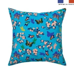 Chinoiserie papillons et cerisiers - Fond bleu - Création Andréa Leonelli