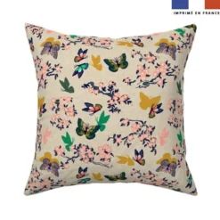 Chinoiserie papillons et cerisiers - Fond bleige - Création Andréa Leonelli