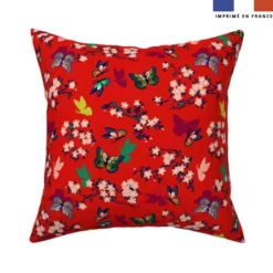 Chinoiserie papillons et cerisiers - Fond rouge - Création Andréa Leonelli
