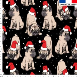 Chiot avec bonnet de Noel - Fond noir