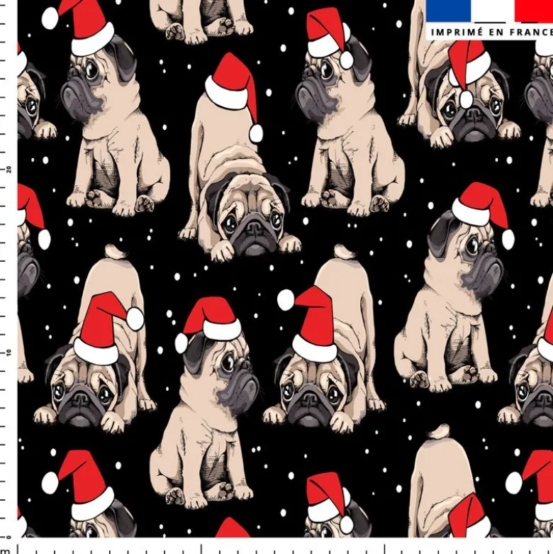 Chiot avec bonnet de Noel - Fond noir
