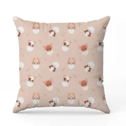 Chiots oeufs de Pâques - Fond beige - Création Jolifox