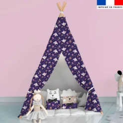 Chouette magicienne - Fond violet foncé - Création Stillistic