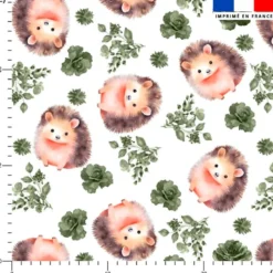 Choupisson et rose aquarelle vert kaki - Fond blanc