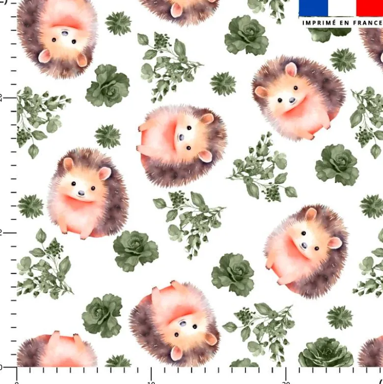 Choupisson et rose aquarelle vert kaki - Fond blanc