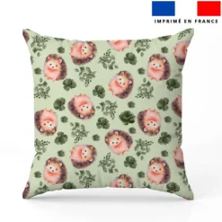 Choupisson et rose aquarelle vert kaki - Fond vert clair